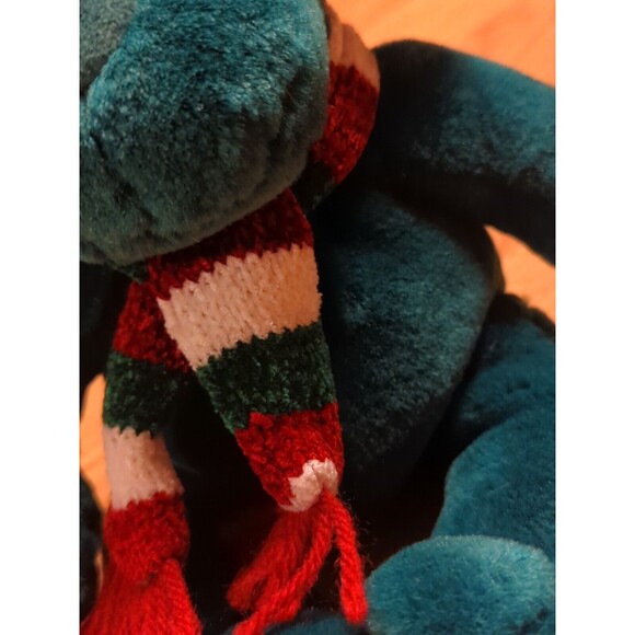 Commonwealth Christmas Reindeer 11" Green Plush Scarf Stripes Stuffed Animal - Picture 3 of 7